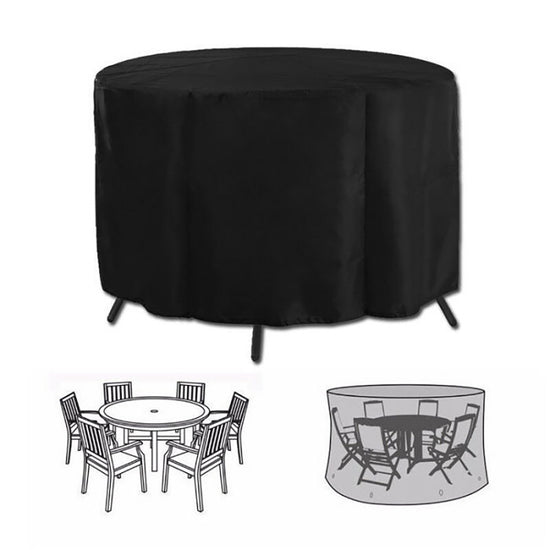 Heavy Duty Oxford Outdoor Furniture Protector Set - Waterproof & Dustproof Round Dining Table(185x110cm) and Lounge Chair Cover(64x64x70x120cm) Bundle