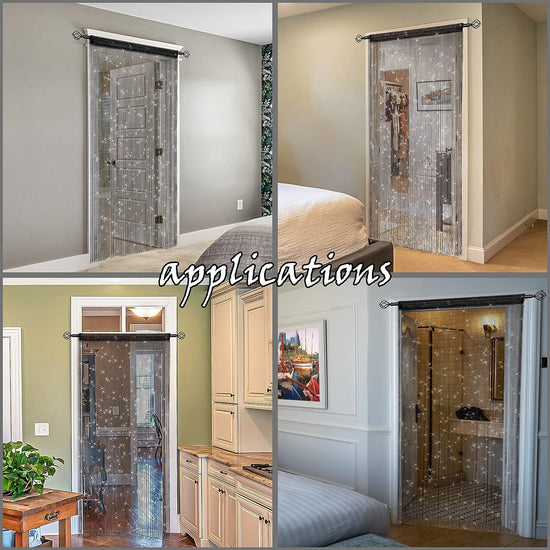 Purple 2 Pack Sparkle String Door Curtains 100x200cm Glitter Sequin Tassel Room Divider for Australian Home Decor and Parties