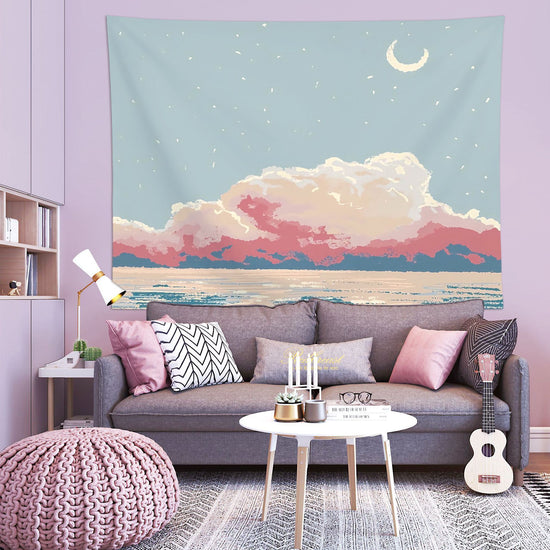 Wishing Bunny Design Wall Tapestry 200x150cm - Soft Plush Fabric Hanging for Bedroom, Living Room, Dorm Decor - Includes Mounting Kit for Easy Installation