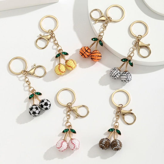 2 Pcs Basketball shape design Creative Sports Ball Cherry Keychain – Cute Resin Charm for Car Keys, Bags & Backpacks