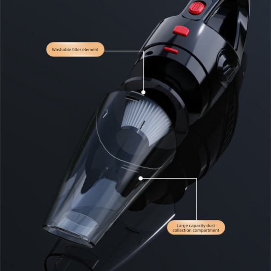 Piano lacquer black Portable Cordless Vacuum Cleaner – High-Power Lithium Battery with Strong Suction for Car and Home Use