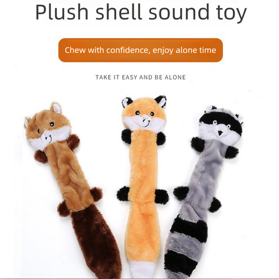 2-Pack Brown raccoon Identical Plush Pet Toys with Squeaker – Durable Fur-Textured Chew Toys for Dogs, Ideal for Teething, Play & Stress Relief