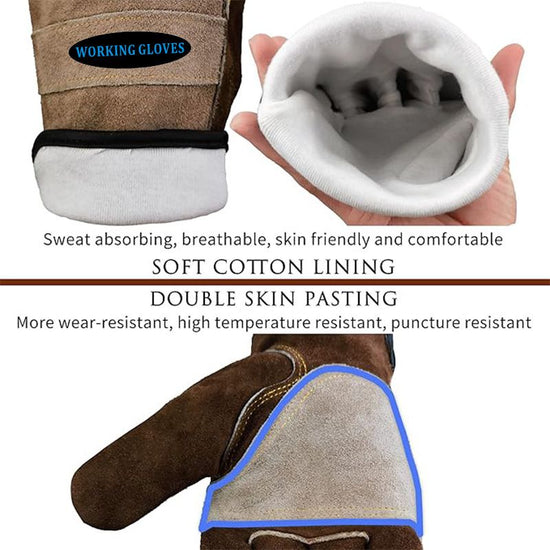 Size L Durable Cowhide Work Gloves for Welding Gardening and Outdoor Camping Thorn Proof Heat Resistant Hand Protection for Local Professionals