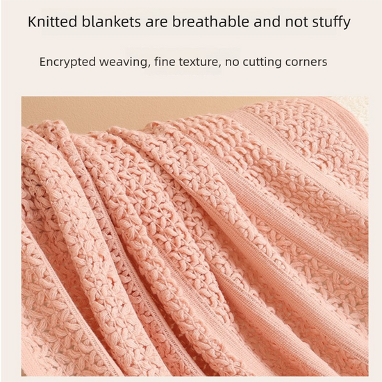 Pink Elegant Openwork Knitted Throw Blanket with Tassels - 127x180cm Large Decorative Soft Sofa Blanket for Living Room & Bedroom - Breathable Cozy Cover for Travel & Office Nap
