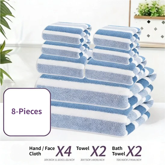 8-Piece Red Luxury Coral Fleece Towel & Bath Sheet Set - Ultra-Soft High-Density Absorbent Towels Complete Bundle