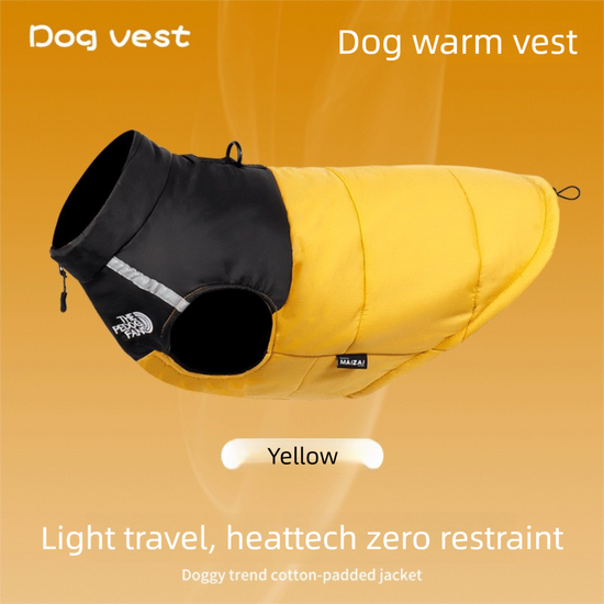 2-Pack (Pink + Yellow) —M Size — Warm, Thickened Winter Dog Coat / Pet Clothing — Waterproof Winter Dog Vest — Reflective Safety Design (Leash Compatible)