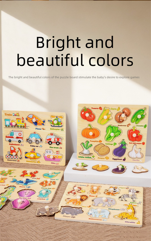 Wooden Puzzle Board for Toddlers - Early Learning Shape Sorter & Hand-Eye Coordination Toy for Kids 3+, Educational & Durable【Fruit Style】