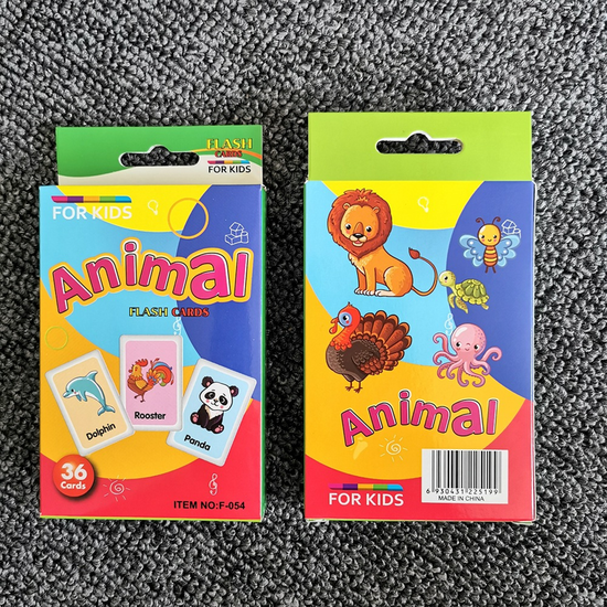 4-Set Kids Early Education Flash Cards, Montessori Cognitive Development Toys for Toddlers Ages 4+, Educational Gift for Boys Girls【Animal+Shape+Colour+Time】
