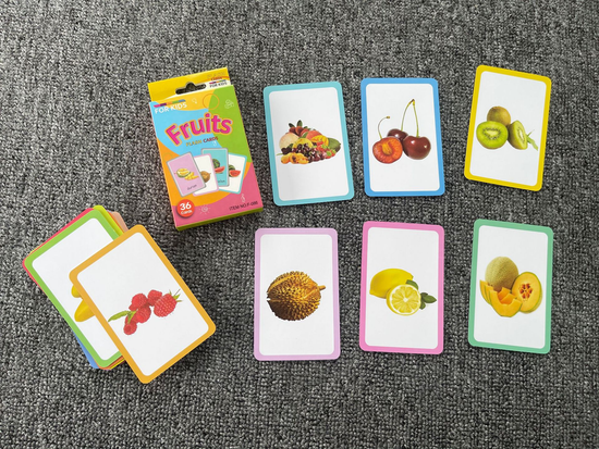 4-Set Kids Early Education Flash Cards, Montessori Cognitive Development Toys for Toddlers Ages 4+, Educational Gift for Boys Girls【Vegetables+Fruits+Colour+Body Parts】
