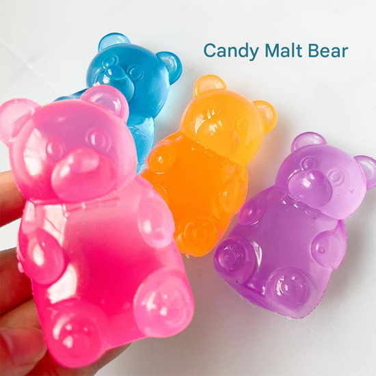 Blue Candy Gummy Bear Squishy Stress Relief Toy - Slow Rising Squeeze Fidget Toys for Kids, Soft TPR Sensory Toy for Anxiety Relief, Cute Kawaii Decompression Gift for Ages 3+