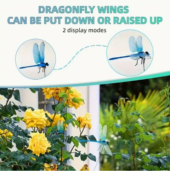6-piece Blue and Red and Green 3D Dragonfly Clip - Adjustable Wings, Multi-Colour PVC Garden Decor for Outdoor Camping, Fishing & Home Use