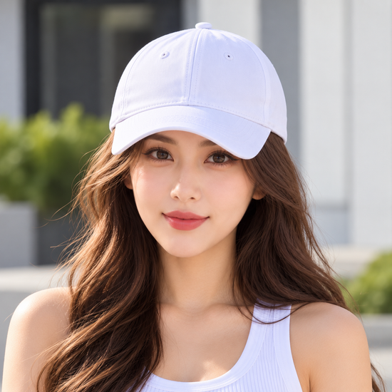 White Magnetic Ponytail Baseball Cap for Women - Open Back High Ponytail Hat with Magnetic Closure and Curved Brim for Outdoor Wear, Travel and Everyday Styling