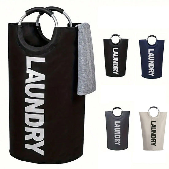 Dark blue Collapsible Laundry Hamper 2 Pack - 38 x 79 cm Oxford Fabric Large Capacity Clothes Baskets with Carry Handles, Space Saving Storage for Home and Dorm