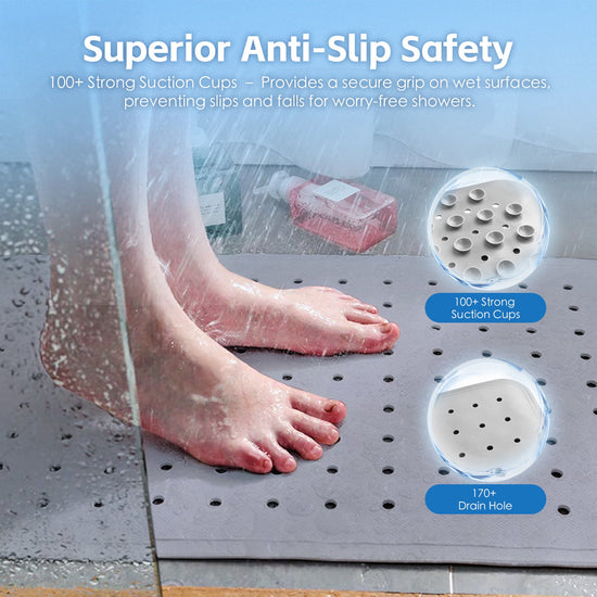 2Pack 70×40 cm Anti‑Slip Grip Shower Mat Quick‑Dry Bath Mat with 100+ Suction Cups