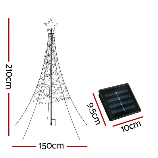 Jingle Jollys Solar Christmas Tree 2.1m 320 LED Net Lights Xmas Trees Decoration