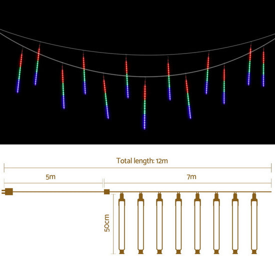 Jingle Jollys 7M Christmas Lights Shower Light 288 LED Icicle Falling Metor