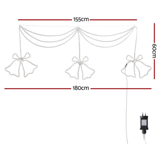 1.8M Christmas Lights 288 LED Bell Motif Light Decorations Jingle Jollys