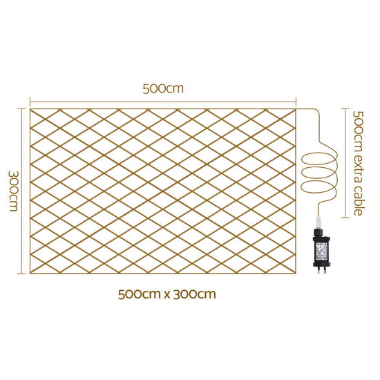 Jingle Jollys Christmas Lights 5Mx3M Net String Light 600 LED Colourful Beads