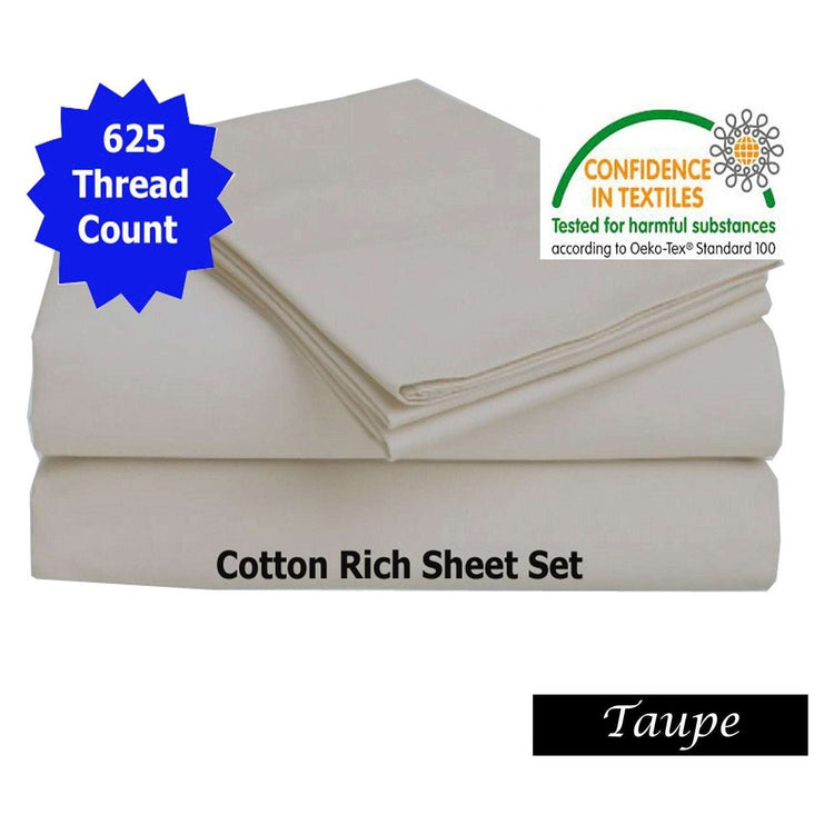 Accessorize 625TC Cotton Rich Sheet Set Taupe King