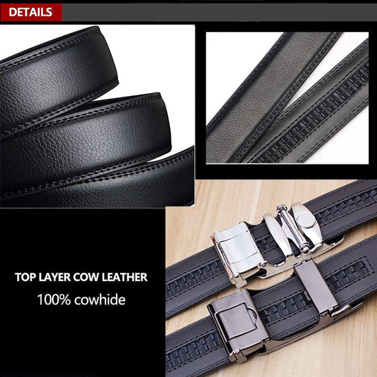 Adjustable Slide Genuine Leather Belt Men&