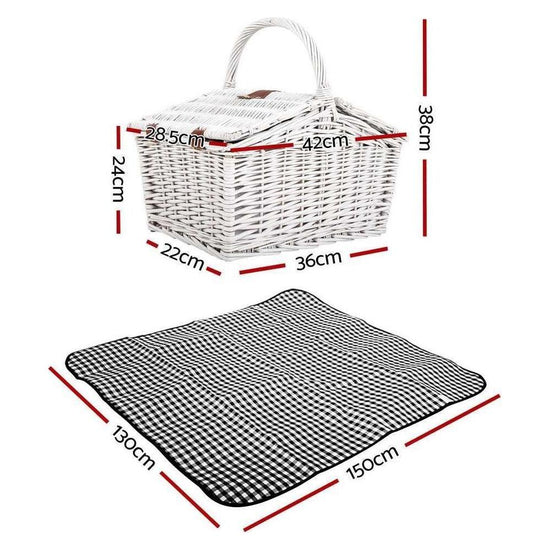 Alfresco 2 Person Picnic Basket Vintage Baskets Outdoor Insulated Blanket
