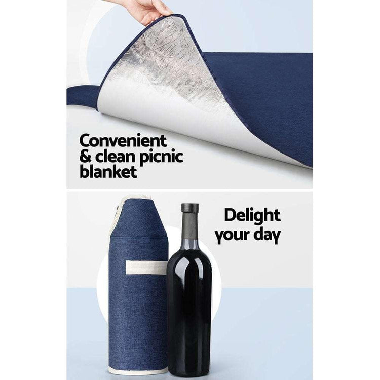Alfresco Picnic Basket Backpack Set Cooler Bag 4 Person Outdoor Liquor Blue