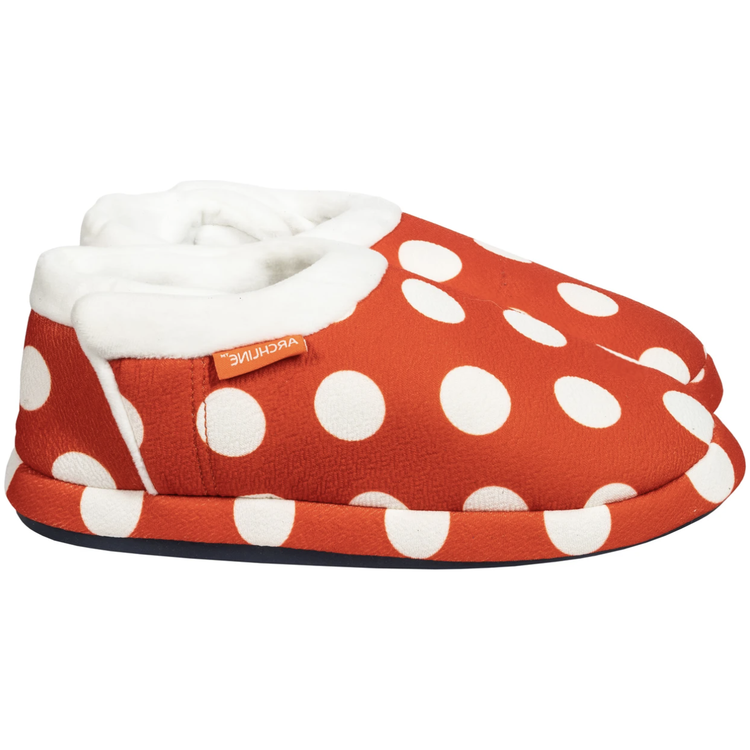 ARCHLINE Orthotic Slippers CLOSED Back Scuffs Moccasins Pain Relief - Red Polka Dots - EUR 41 (Womens 10 US)