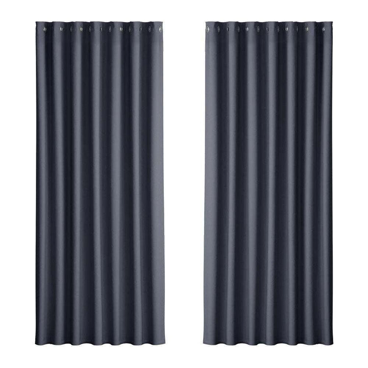 Artiss 2X Blockout Curtains Blackout Window Curtain Eyelet 240x230cm Charcoal