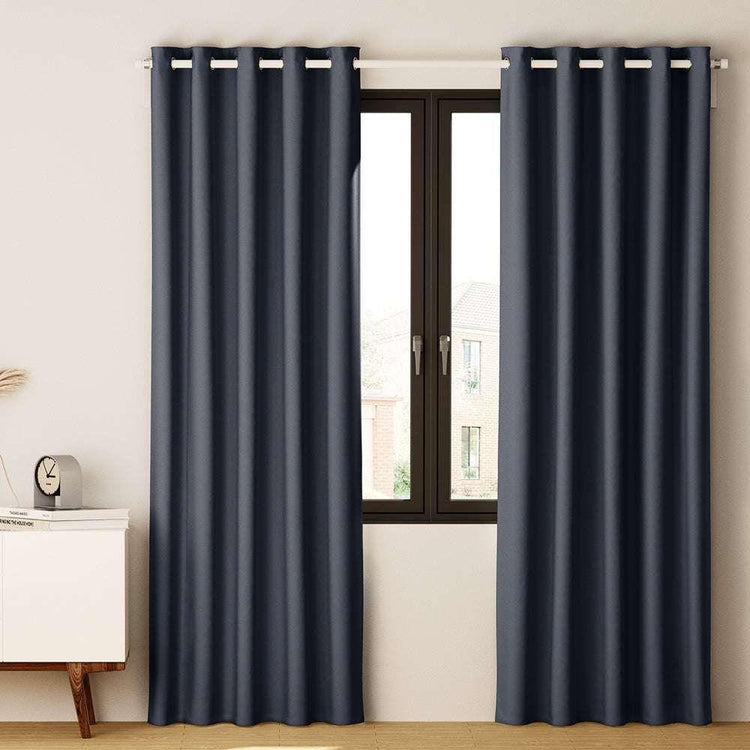 Artiss 2X Blockout Curtains Blackout Window Curtain Eyelet 240x230cm Charcoal - Magdasmall