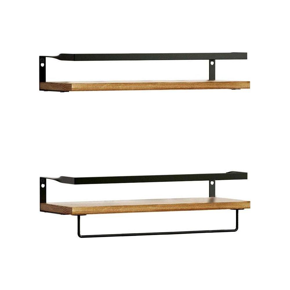 Artiss 2x Floating Wall Shelves Brackets Towel Rail Rack DIY Wall Mount Rack - Magdasmall