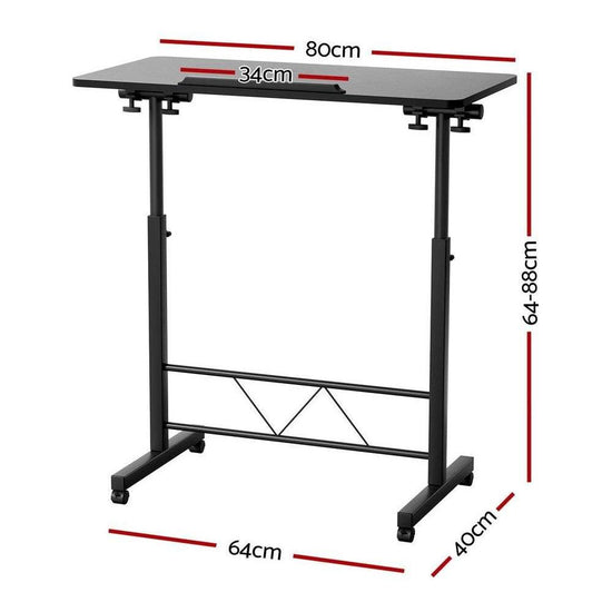 Artiss Laptop Desk Table Height Adjustable Wooden Bed Side Tables 80CM Black