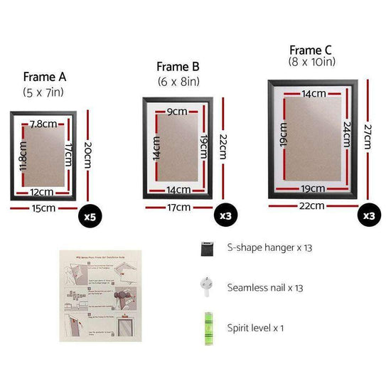 Artiss Photo Frames 11PCS 5x7in 6x8in 8x10in Hanging Wall Frame Black - Magdasmall