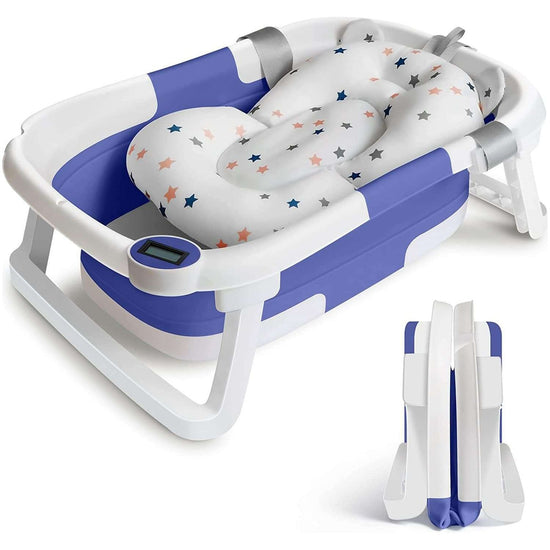 Baby Bath Tub Foldable Newborn, Plastic Seat Cushion
