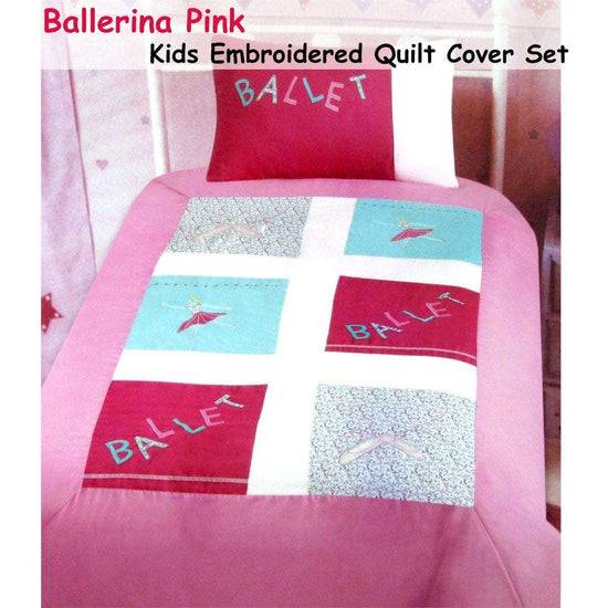 Ballerina Embroidered Quilt Cover Set Single - Magdasmall