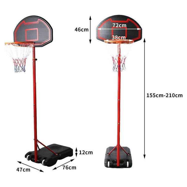 Basketball Hoop Stand System Ring Portable 2.1M Adjustable Height Kids In Ground