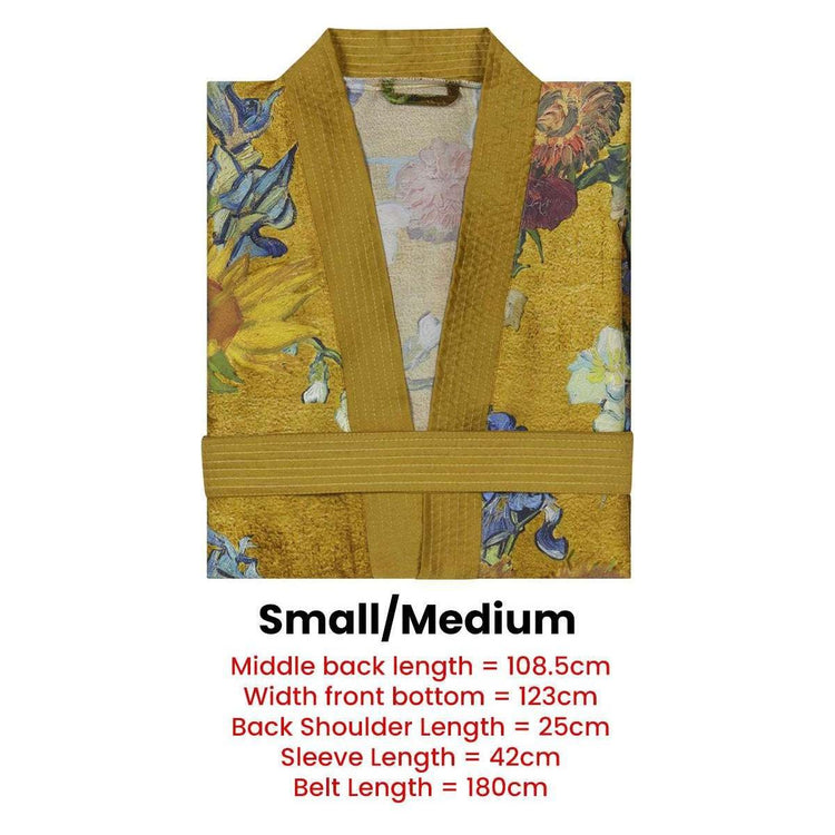 Bedding House Van Gogh Partout des Fleurs Gold Kimono Bath Robe Small/Medium - Magdasmall