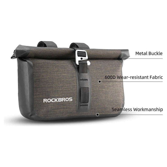 Bike Roll Bag Handlebar Panniers MTB Road Hyybrid Cruiser Commute Bike Scooter Large 5-6L Capacity Waterproof Adjustable Straps Rockbros