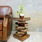 Book Stack Bedside Table/Corner Table/Plant Stand Raintree Wood Natural Finish