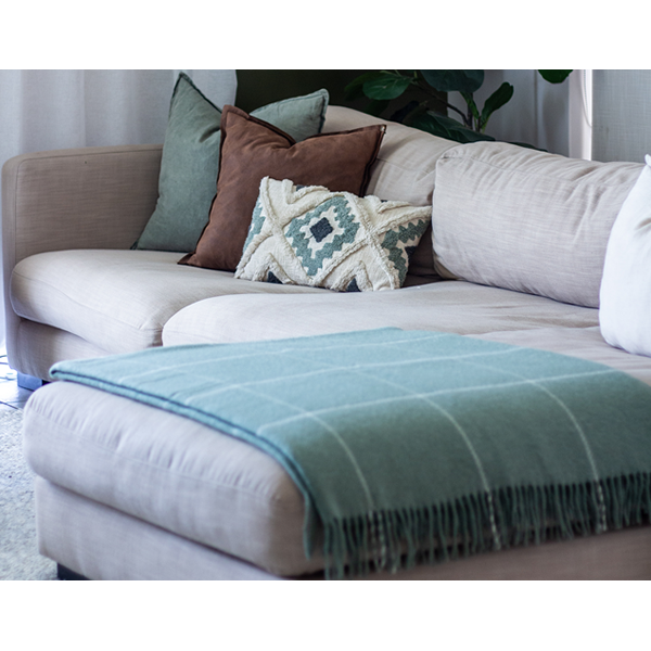 Brighton Throw - 100% NZ Wool - Sage Striped - Magdasmall