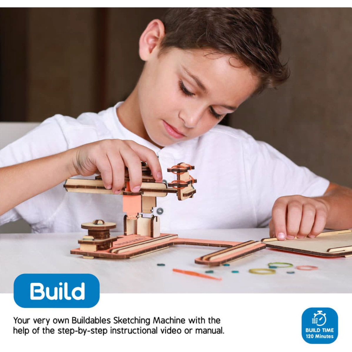 Buildables Sketching Machine - DIY STEM Kit for Kids to Learn Coordinate System and Interlocking Gears