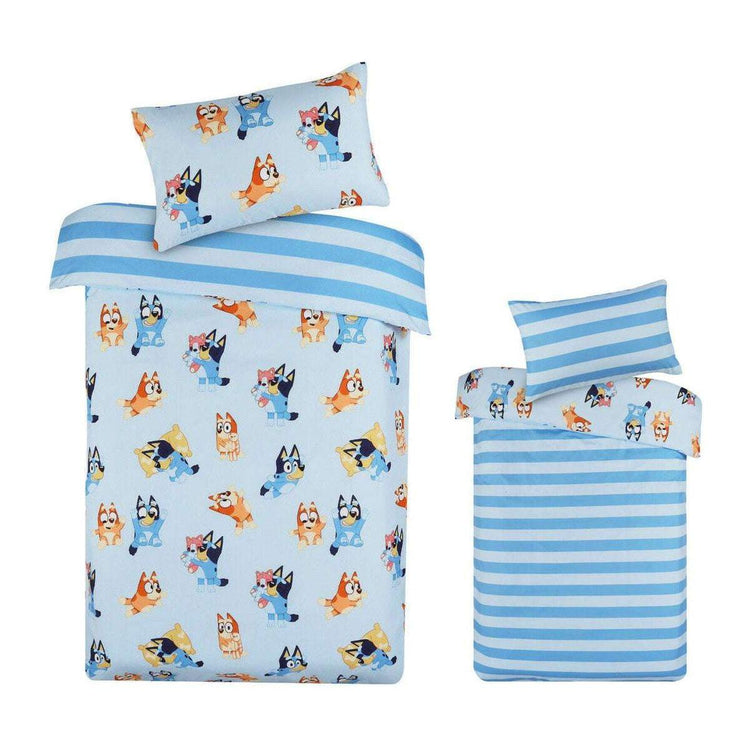 Caprice Bluey Bingo Reversible Striped Licensed Quilt Cover Set Single