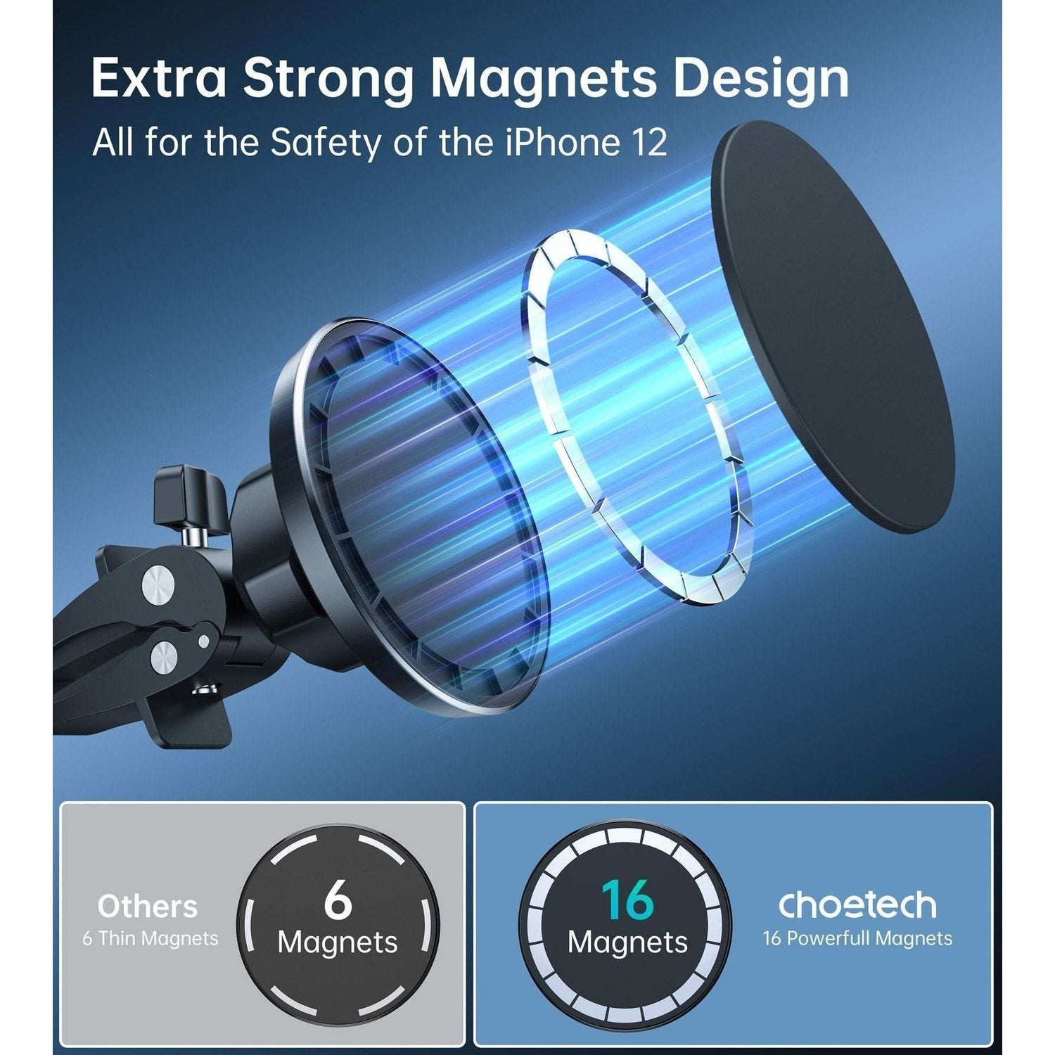 CHOETECH AT0004 Magsafe iPhone 12 Magnetic Car Mount Car Air Vent Phone Holder - Magdasmall