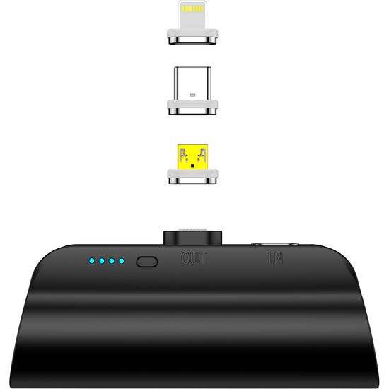 CHOETECH B660-BK 3000mAh Mini Power Bank with 3 Magnetic Connectors (Black)