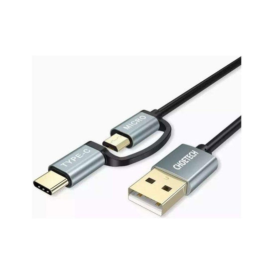 CHOETECH XAC-0012-102BK 2-in-1 USB Type C+Micro USB Cable 1.2m Charge & Sync for Samsung Phones