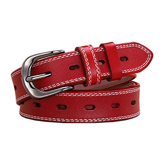 Classic Leather Belts for Women, Joyreap Genuine Leather Womens Belts Alloy Pin Buckle (Red)