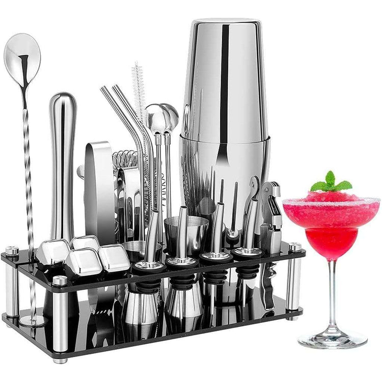 Cocktail Shaker Set Boston 23-Piece Stainless Steel and Professional Bar Tools for Drink Mixing