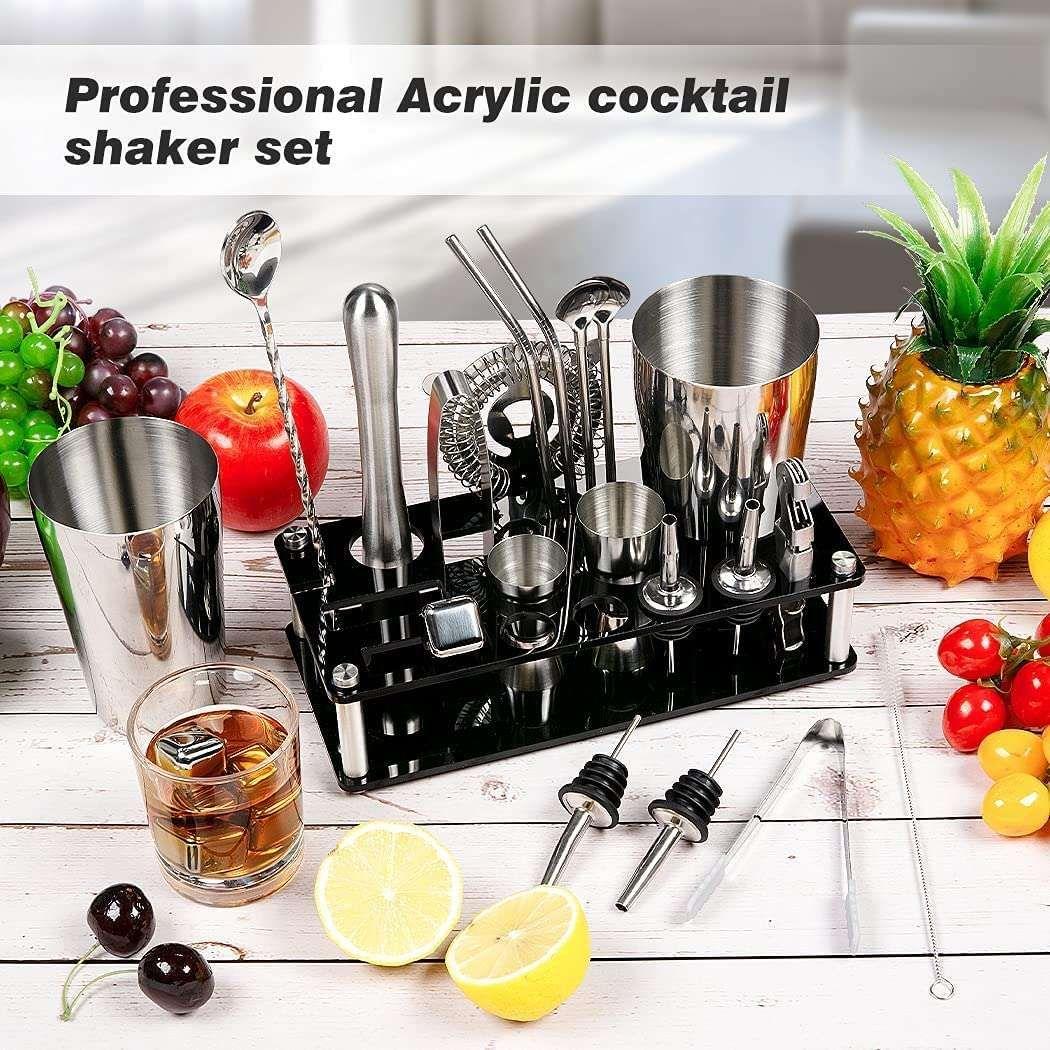 Cocktail Shaker Set Boston 23-Piece Stainless Steel and Professional Bar Tools for Drink Mixing - Magdasmall