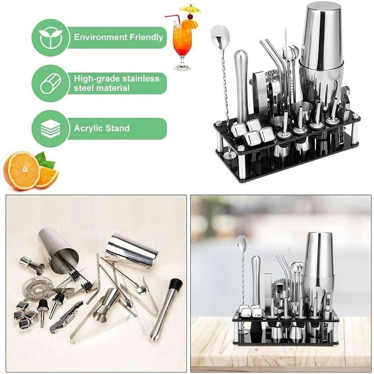 Cocktail Shaker Set Boston 23-Piece Stainless Steel and Professional Bar Tools for Drink Mixing - Magdasmall