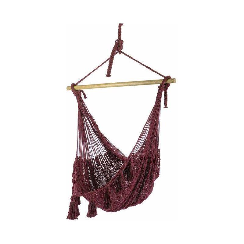 Deluxe Extra Large Mexican Hammock Chair in Outdoor Cotton Colour Maroon