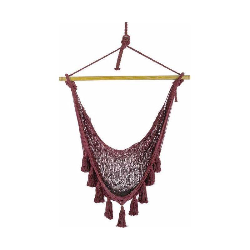 Deluxe Extra Large Mexican Hammock Chair in Outdoor Cotton Colour Maroon